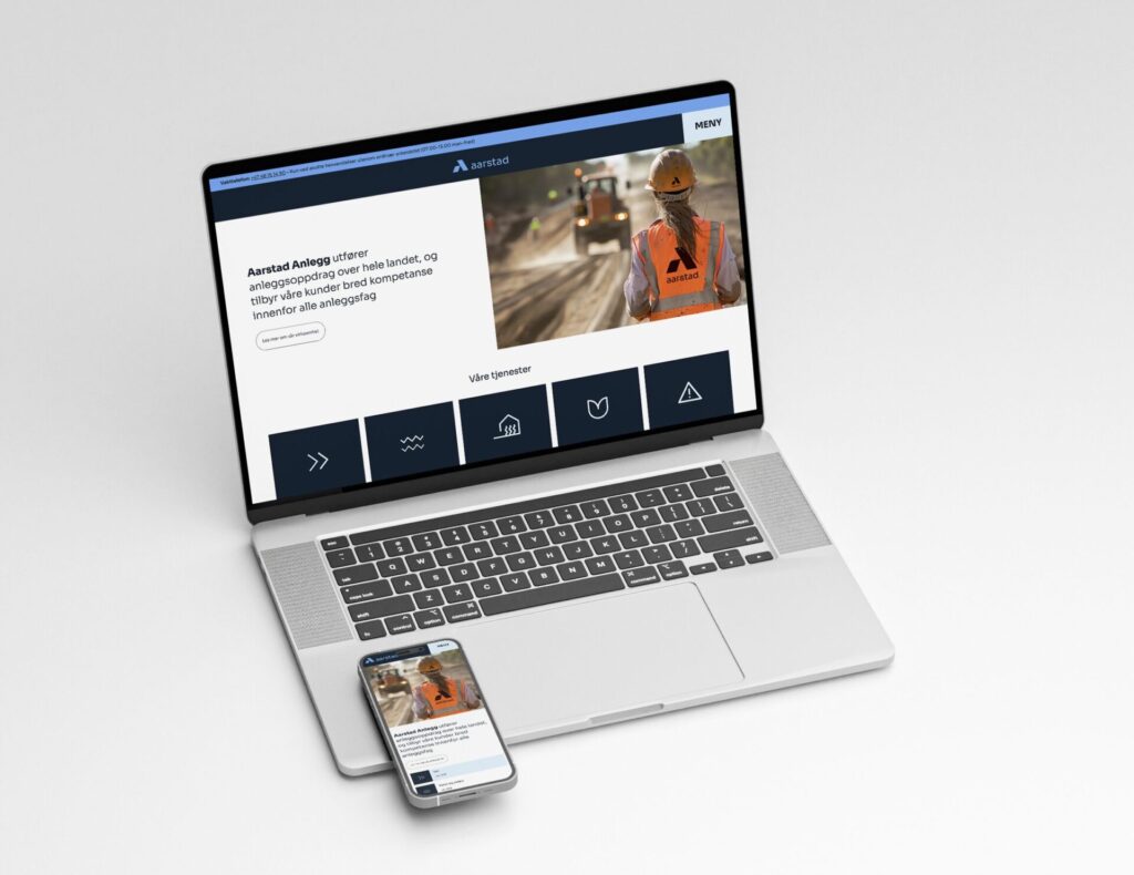 Aarstad Anleggs webside på mobil of desktop