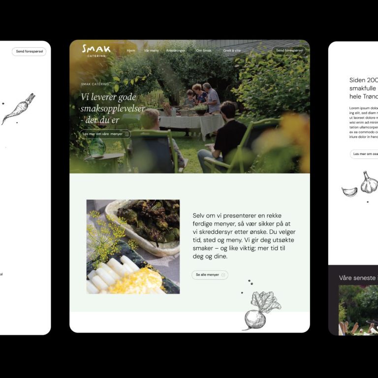 Mockup av nettside til Smak Catering