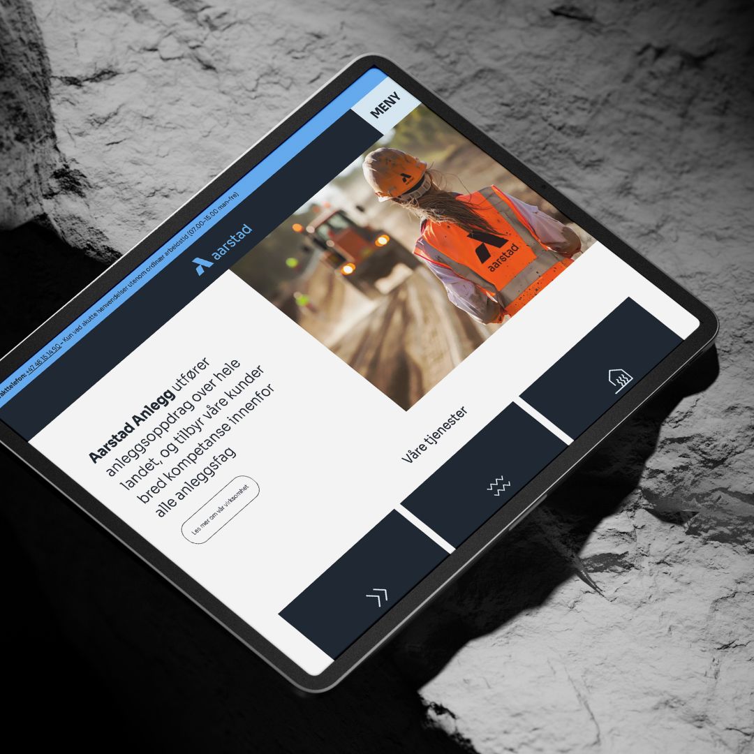 Tablet med presentasjon av nettside